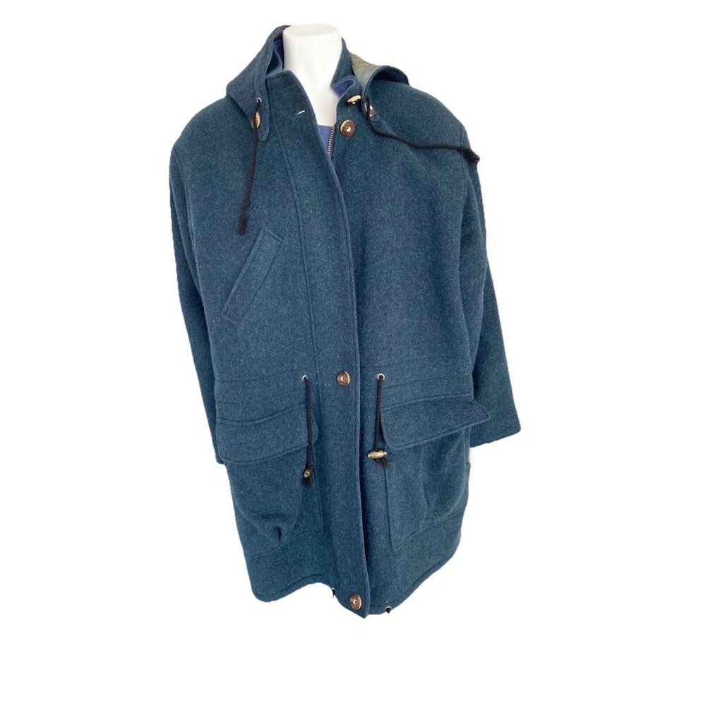 Loden for Wenger Austria Coat Wool Mohair Blue Womens 38 / US Large / XL